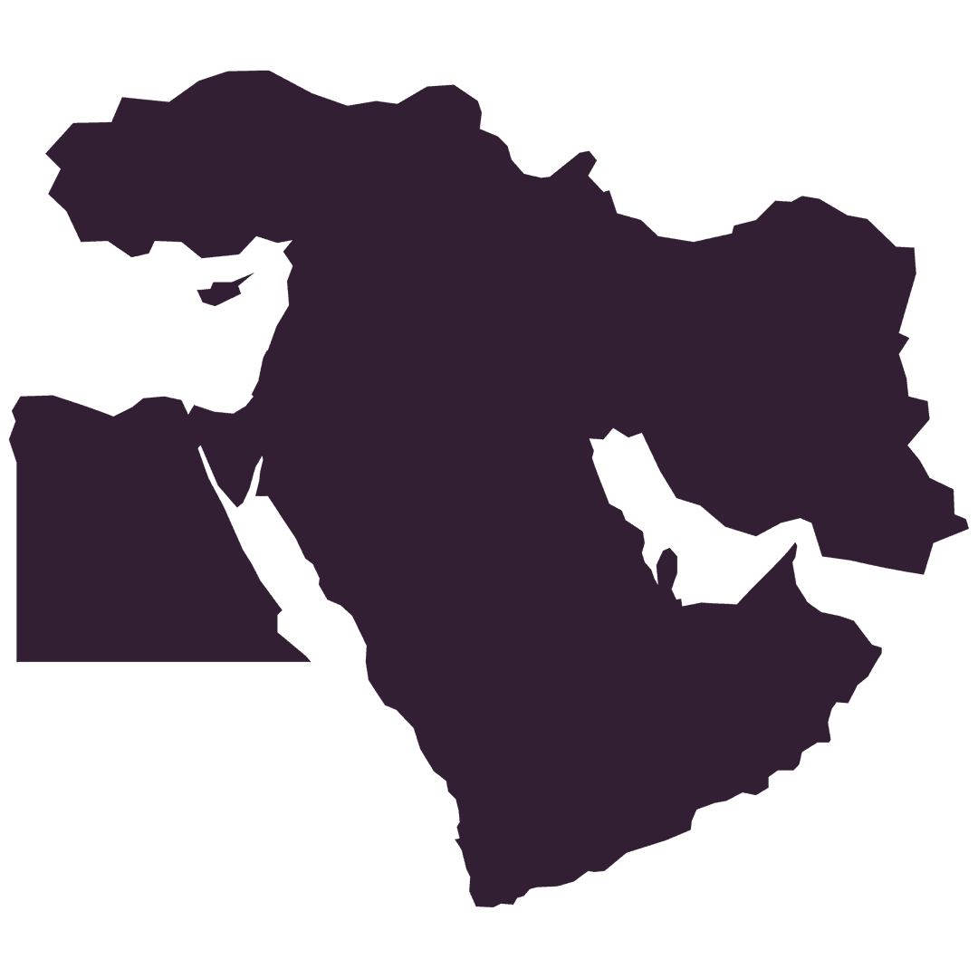 Silhouette map of the Middle East