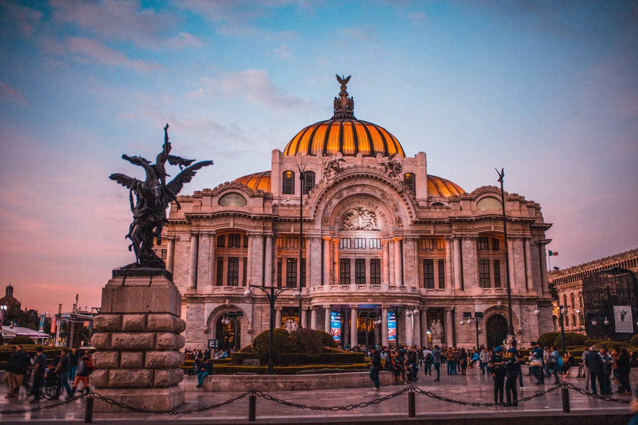 Palacio de Bellas Artes in Mexico City at dusk