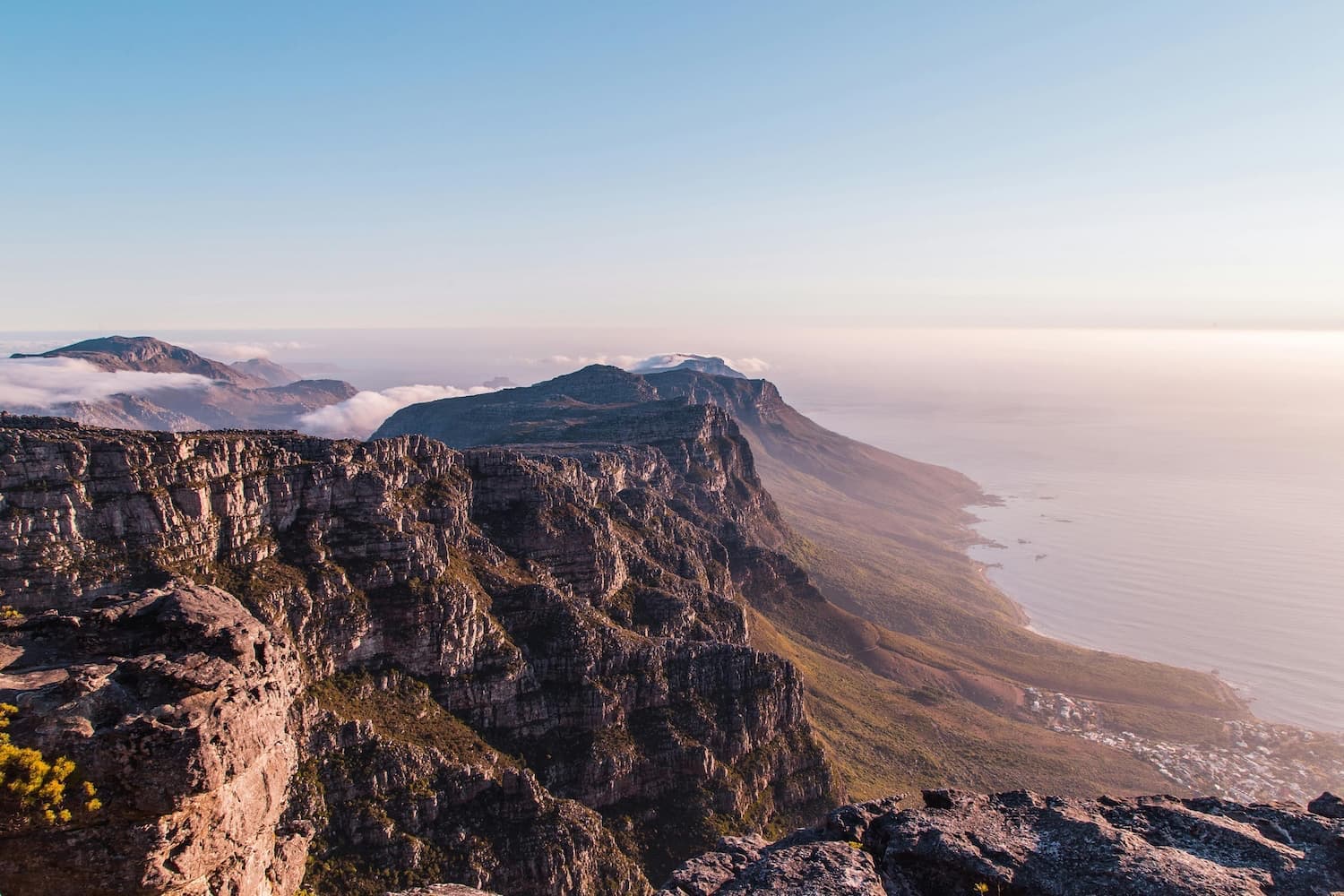View from Table Mountain over Cape Town's coastline, South Africa