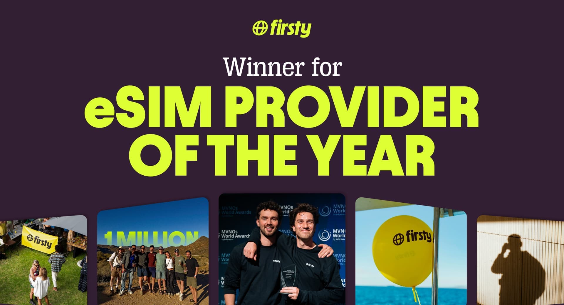 Firsty banner announcing its eSIM Provider of the Year award win