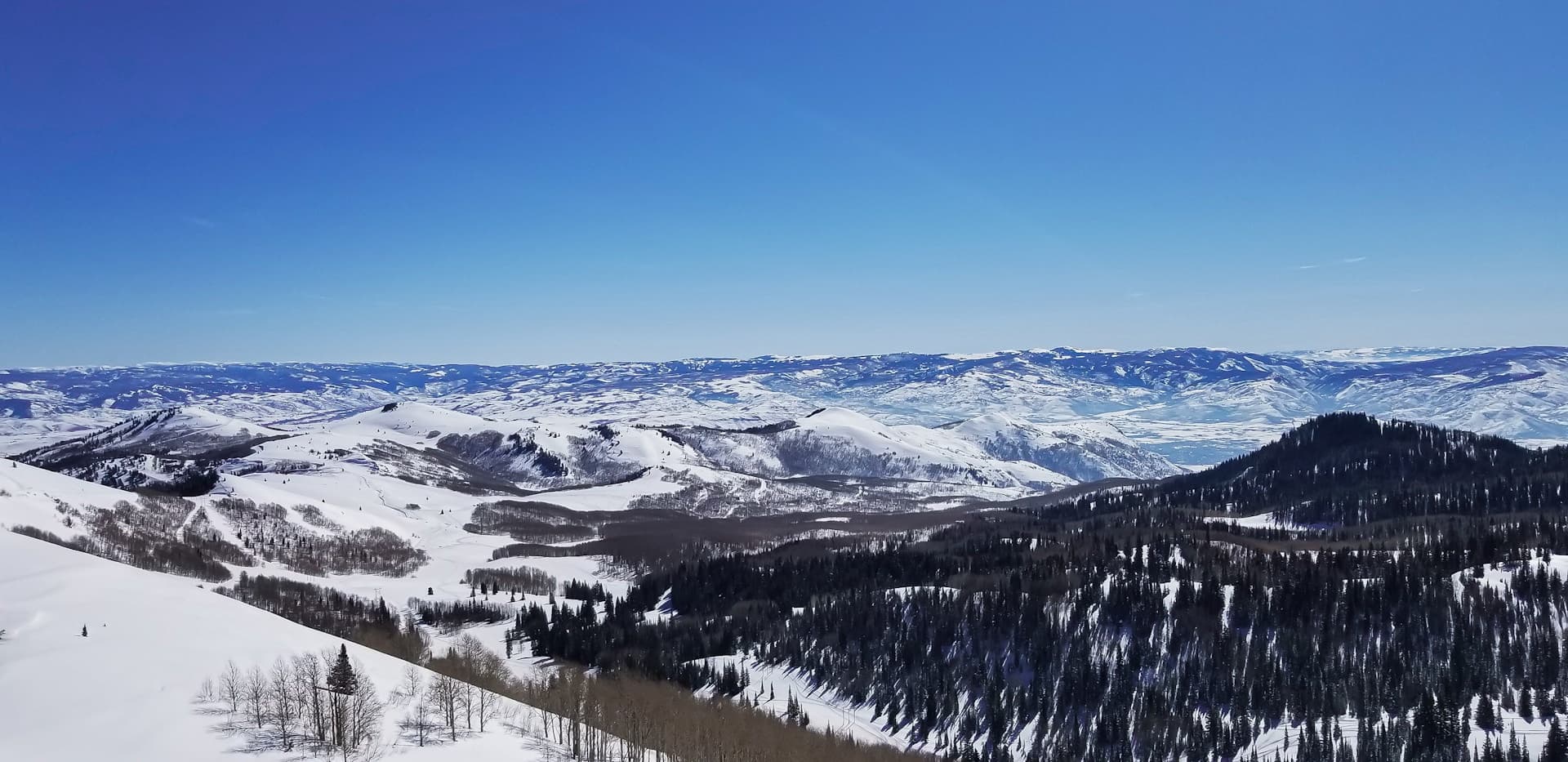 Snow-covered slopes and mountains at Park City, Utah