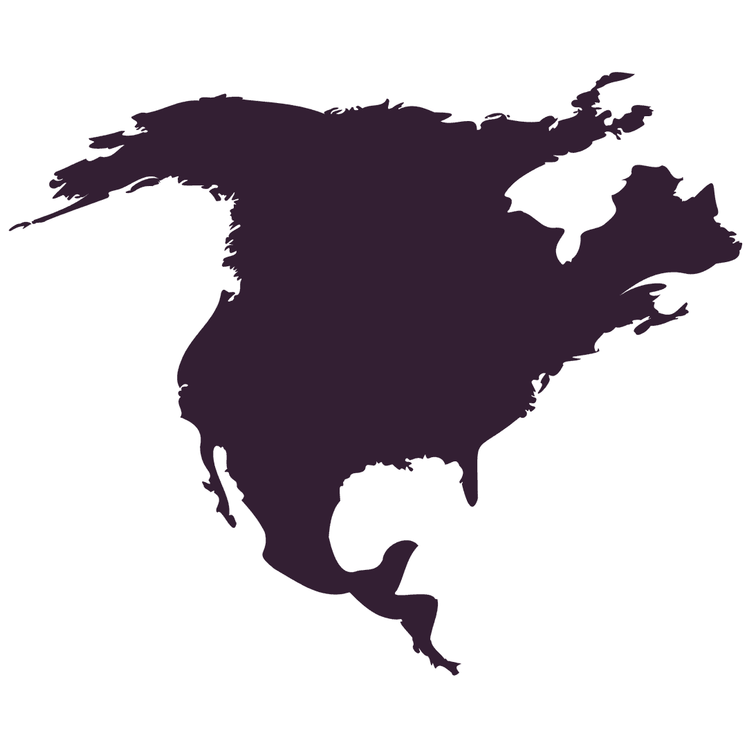 Silhouette map of North America