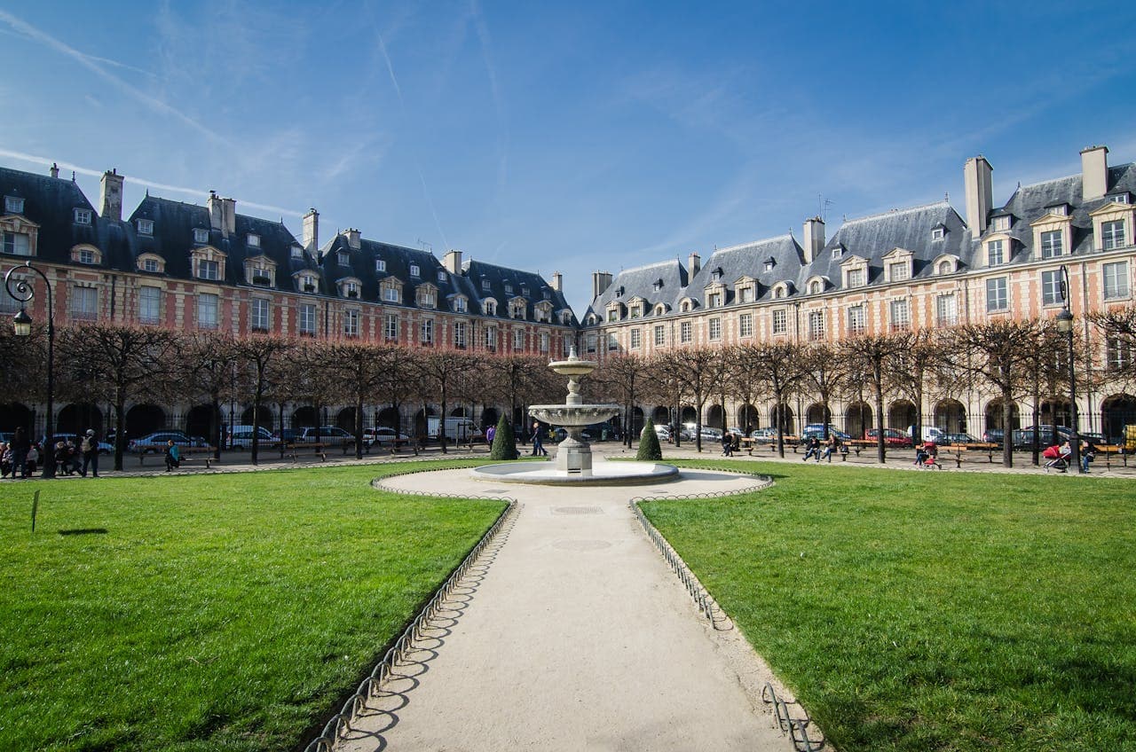 View of the rose garden in paris, france.