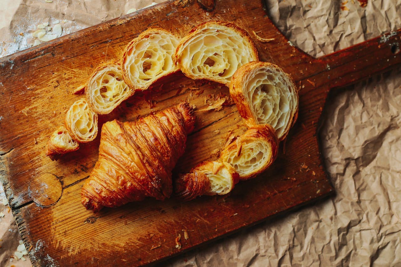 View of a cut croissant