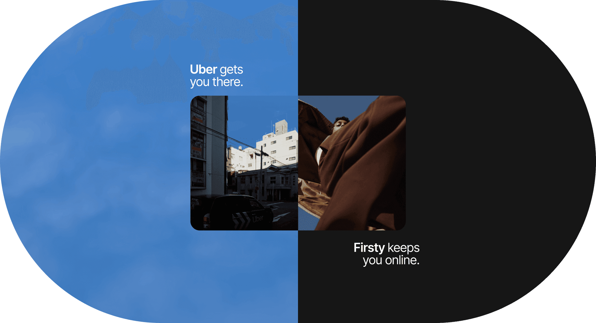 Split banner for the Firsty and Uber partnership announcement