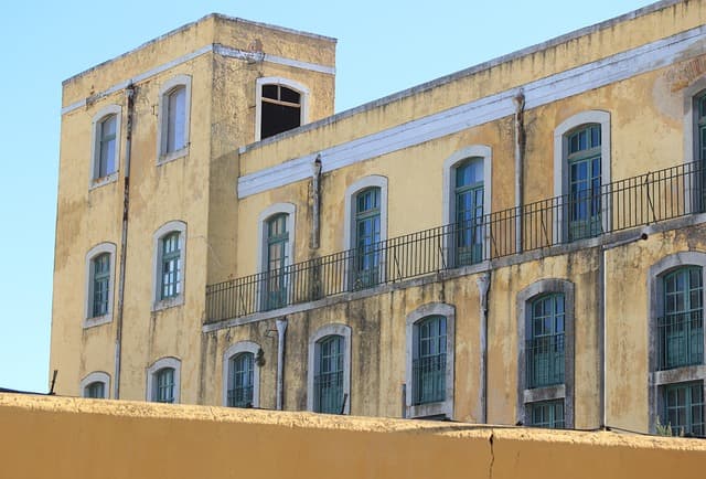 Yellow painted building located in Faro.